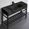 Modern Console Sink Vanity, Black Marble Style Sink, 48